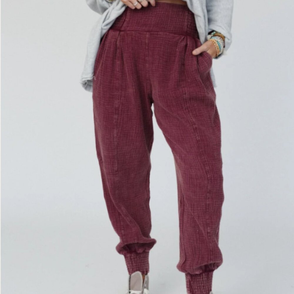 High Waisted Double Gauze Boho Harem Pants